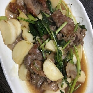 カブと豚肉の炒め煮